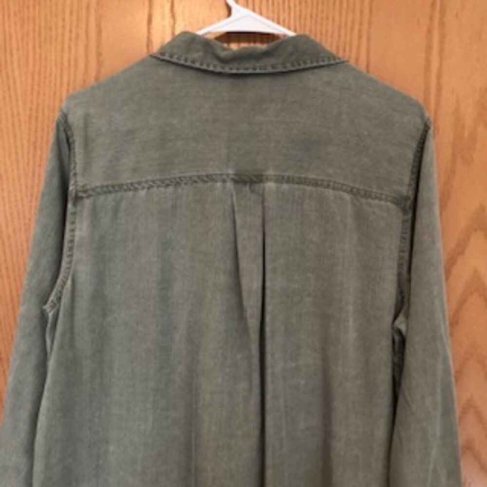 Vintage 90s Old Navy Relaxed Duster Shirt Dress Tunic Moss Sage Extra Large XL - Picture 5 of 9